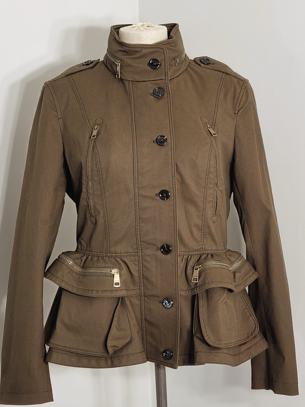 NWT Burberry Brit Stanbury Military Jacket Oregano Green 10